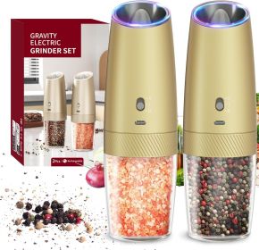 Gravity Electric Salt and Pepper Grinder Set with 2-Speed, Rechargeable Salt and Pepper Grinder Set, Adjustable Coarseness, Whiet LED Light