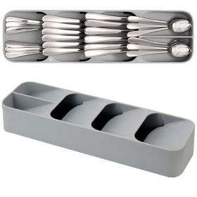 Drawer Cutlery Organizer Tray Kitchen Storage Holder Rack for Cutlery Silverware - Gray, Multi-Purpose Kitchen Storage and Organization Solution