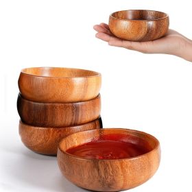 10 pcs Acacia Wooden Bowls Small Calabash Bowls Carved Calabash Dip Trays for Serving Popcorn Pasta Candy Cereal Coconut Nuts Sauce Appetizers Ki