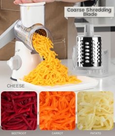 Rotary Cheese Grater Hand Crank, Kitchen Shredder Speed Mandolin Slicer Nuts Grinder with Handle and Drum Blades for Cheese, Vegetable, Walnuts
