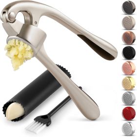 Kitchen Premium Garlic Press Set - Rust Proof Professional Garlic Mincer Tool - Easy-Squeeze, Easy-Clean with Soft