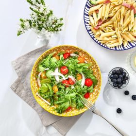 Ceramic Pasta Bowls Set of 4, 34 OZ Salad Bowls, 8.6 Inch Wide and Shallow Bowls, Microwave & Dishwasher Safe, Assorted Colors