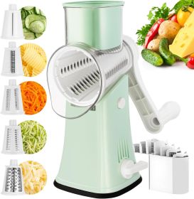 Rotary Cheese Grater, 5 in 1 Cheese Grater with Handle, Replaceable Stainless Blades Cheese Shredder, Cheese Vegetable Slicer